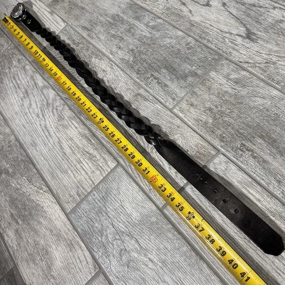 Aztec Mayan Sun Dial Calendar Belt Buckle & Vtg.‎ Braided Leather Belt 36 - Picture 7 of 9